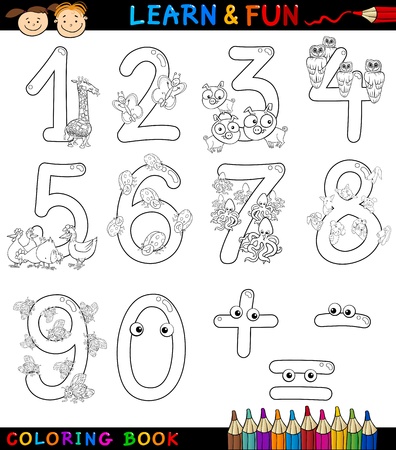 数字 0 9 の動物からの漫画イラストのイラスト素材 ベクタ Image