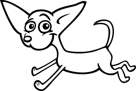 cartoon illustration of funny purebred running chihuahua dog