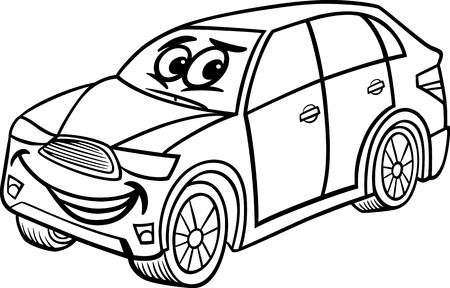 Black And White Cartoon Illustration Of Funny SUV Or Crossover Royalty Free Cliparts Vectors Stock Image 20776548