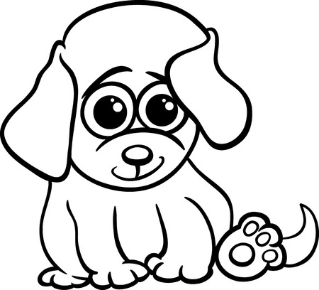 Dessin Anime Noir Et Blanc Illustration De Mignon Petit Bebe Animal Chien Ou Chiot Pour Coloring Book Clip Art Libres De Droits Vecteurs Et Illustration Image