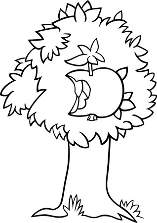 かじったフルーツのりんごの木の漫画イラストのイラスト素材 ベクタ Image かじったフルーツのりんごの木の漫画イラストのイラスト素材 ベクタ Image