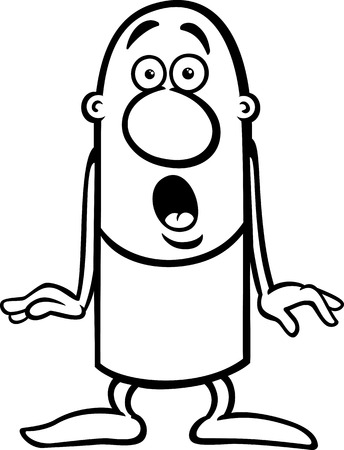 Black And White Cartoon Illustration Of Funny Surprised Guy Character For Coloring Book