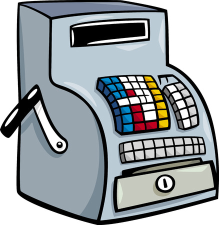 Cartoon Illustration Of Old Till Or Cash Register Clip Art Клипарты, SVG,  векторы, и Набор Иллюстраций Без Оплаты Отчислений. Image 32144108.