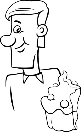 おいしいケーキを食べている男の漫画イラストのイラスト素材 ベクタ Image おいしいケーキを食べている男の漫画イラストのイラスト素材 ベクタ Image