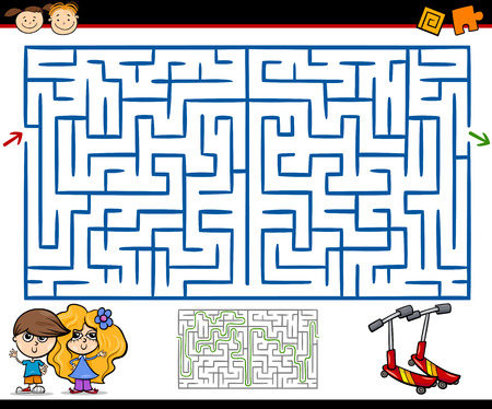 遊び場幼児教育迷路や迷宮ゲームの漫画イラスト のイラスト素材 ベクタ Image