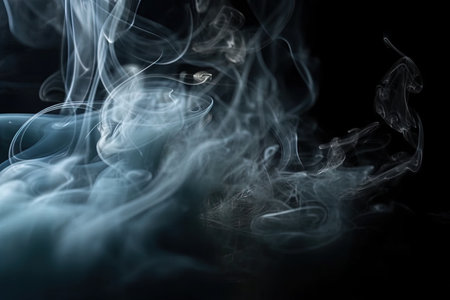 Frame of abstract white smoke in slow motion. smoke, cloud of cold fog in light spot background. light, white, fog, illustration generative ai