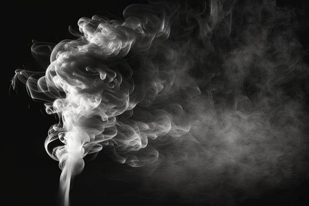Frame of abstract white smoke in slow motion. smoke, cloud of cold fog in light spot background. light, white, fog, illustration generative ai