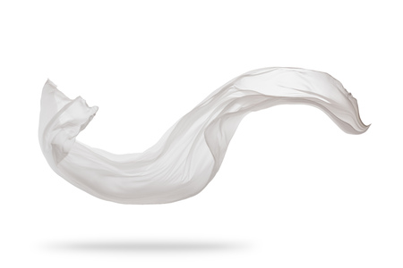 白い背景の上に滑らかなエレガントな白い透明な布が区切られます 飛んでファブリックのテクスチャです 非常に高解像度画像 の写真素材 画像素材 Image