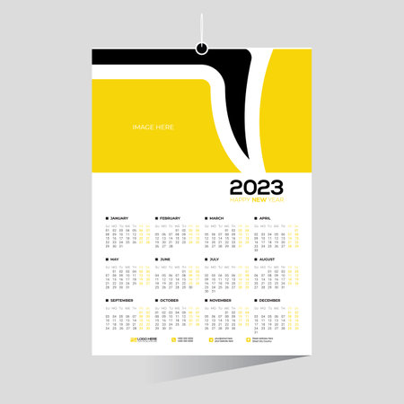 12 month 2023 wall vector calendar design for any kind of use