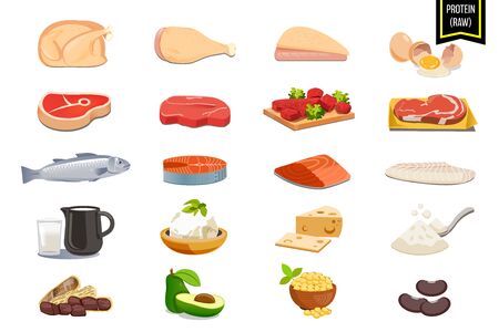 Protéines brutes d'origine animale et végétale. aliments nutritifs qui aident le corps à réparer l'usure.