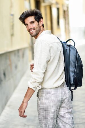 Outdoor hairy handsome street