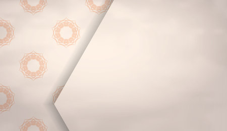 Luxurious beige banner with space for your text and patterns new year theme vector illustration