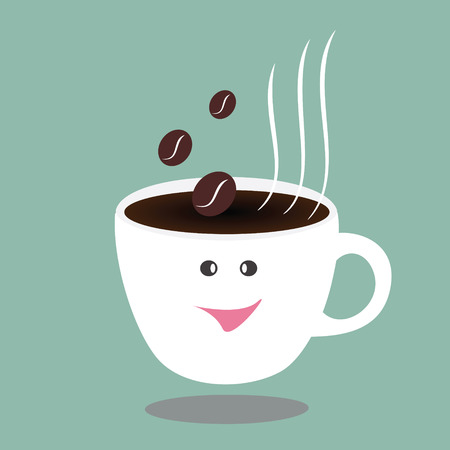 Hot Coffee Cup And Beanshappy Break Vector Stock Hot Coffee Cup And Beanshappy Break Vector Stock