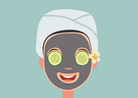 ベクトルをリラックス フェイス マスクを女の子に孤立のイラストのイラスト素材 ベクタ Image 4007