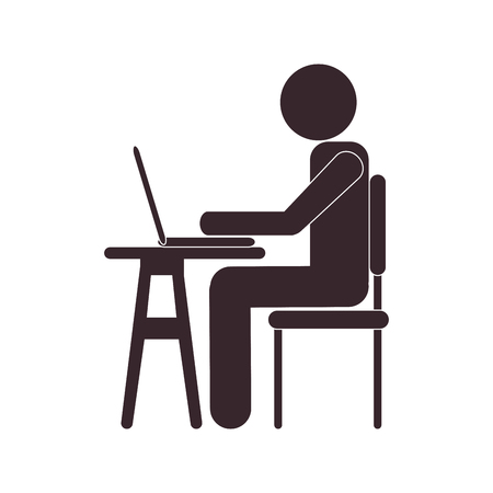 ノート パソコンのアイコン ベクトル イラストを使用したフラットなデザインの人 のイラスト素材 ベクタ Image