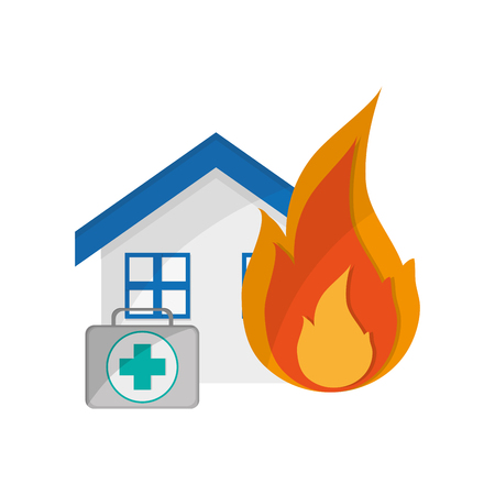 Flat Design House And First Aid Kit Icon Vector Illustration Flat Design House And First Aid Kit Icon Vector Illustration