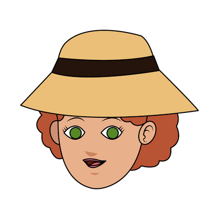 ポニーテールと帽子のアイコン画像ベクトル イラスト デザインで若いきれいな女性 のイラスト素材 ベクタ Image
