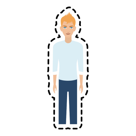 長袖シャツ アイコン画像ベクトル イラスト デザインを着ているハンサムな若い男 のイラスト素材 ベクタ Image