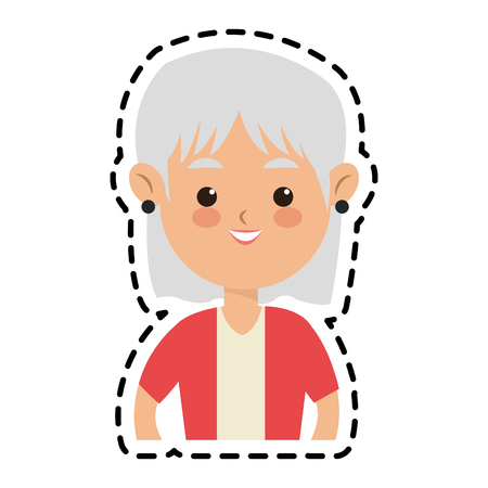 高齢者の白髪の女性かわいい漫画アイコン画像ベクトル イラスト デザインのイラスト素材 ベクタ Image