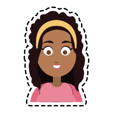 幸せな褐色の肌の若い可愛い女性漫画アイコン画像ベクトル イラスト デザインのイラスト素材 ベクタ Image