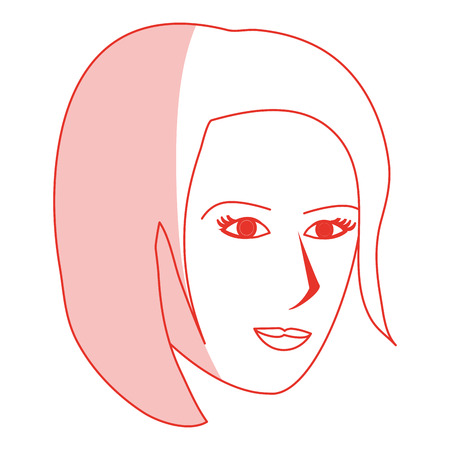 red silhouette shading cartoon side profile face woman with short