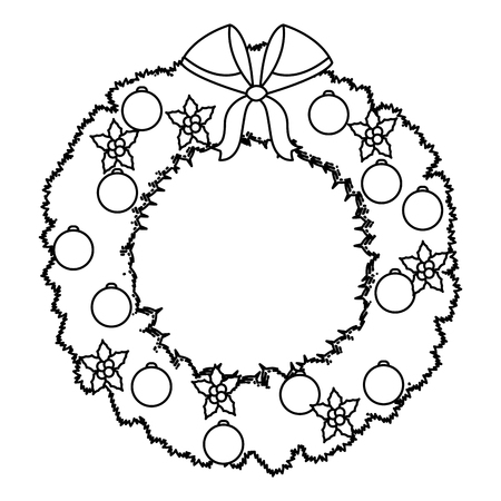 christmas wreath flower bow ball decoration outline vector christmas wreath outline