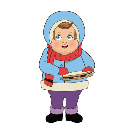 文字男服ベクトル イラスト冬で歌手をクリスマス キャロルします のイラスト素材 ベクタ Image