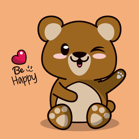 かわいい動物と背景色クマ式ウインク目のベクトル イラスト のイラスト素材 ベクタ Image かわいい動物と背景色クマ式ウインク目のベクトル イラスト のイラスト素材 ベクタ Image