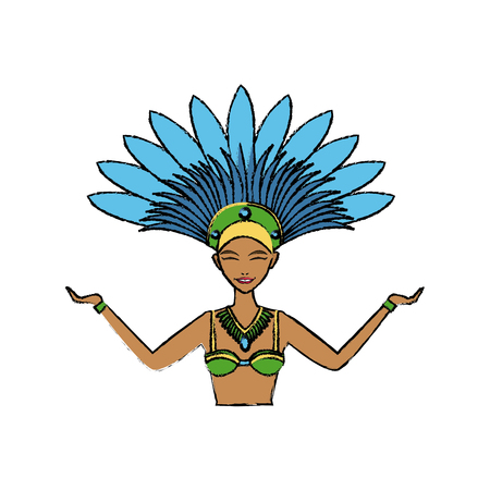 ステージ衣装ベクトル イラストの美しい若いサンバ ダンサーのイラスト素材 ベクタ Image