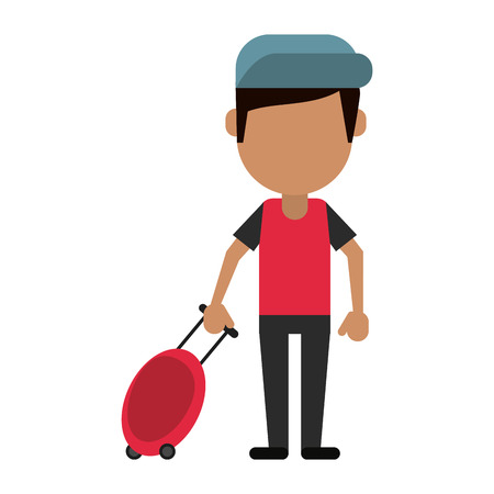 スーツケース アイコン画像ベクトル イラスト デザインで男性旅行者や観光客のアバター のイラスト素材 ベクタ Image