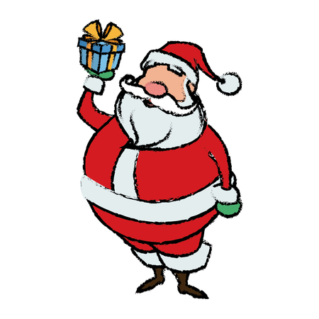 Cartoon santa claus holding gift box for your christmas vector illustration