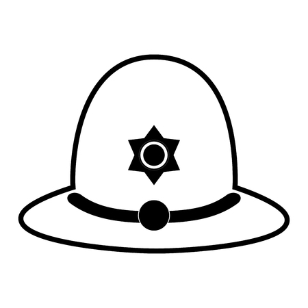 黒い丸アイコンの上警察の帽子によって表されるイギリスのコンセプトです 分離とフラットの図 のイラスト素材 ベクタ Image
