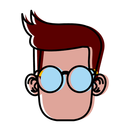 眼鏡をかけたかわいい男の子漫画アイコンベクトルイラストグラフィックデザインのイラスト素材 ベクタ Image