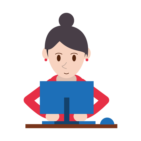 コンピューター アイコン画像 Frontview ベクトル イラスト デザインをしている女の人のイラスト素材 ベクタ Image