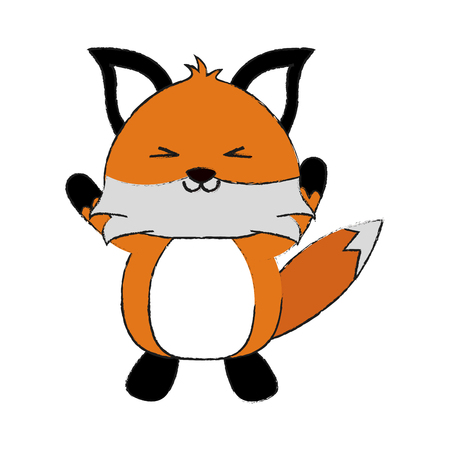 両手を広げてかわいい動物漫画アイコン画像ベクトル イラスト デザインとフォックスします のイラスト素材 ベクタ Image