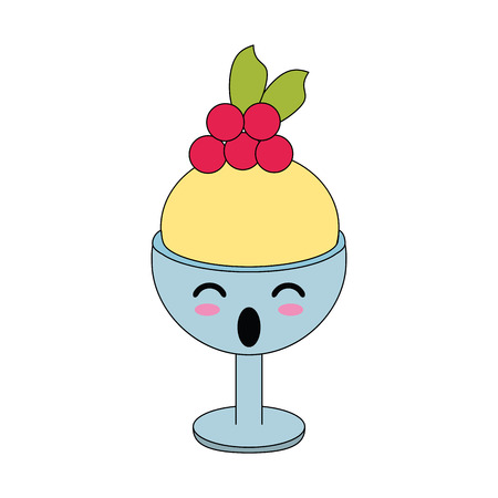 ガラスカップかわいい漫画ベクトルイラストアイコンにアイスクリームのイラスト素材 ベクタ Image