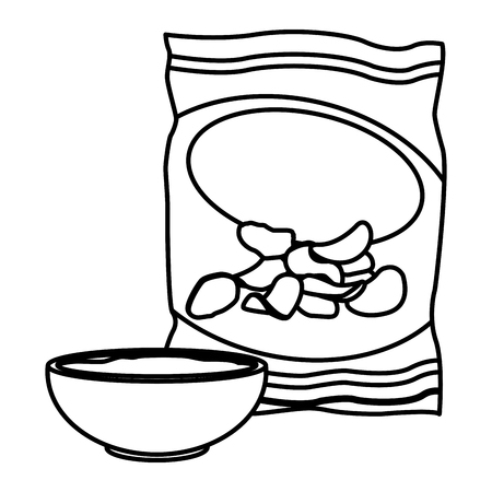 ポテトチップス パッケージ チップのバッグは ベクトルをスケッチします のイラスト素材 ベクタ Image