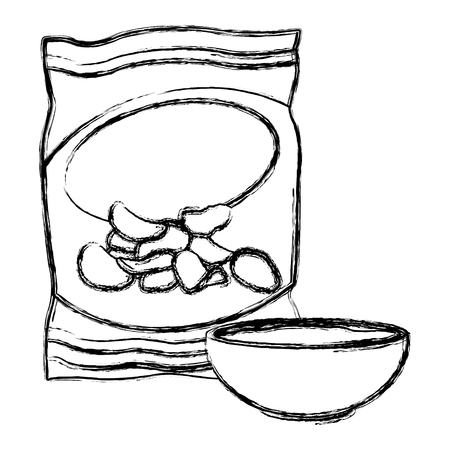 ポテトチップス パッケージ チップのバッグは ベクトルをスケッチします のイラスト素材 ベクタ Image