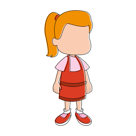 かわいい女の子顔のない漫画のベクトルイラストグラフィックデザイン のイラスト素材 ベクタ Image