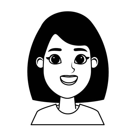 Young Brunette Woman With Short Hair Avatar Cartoon Character