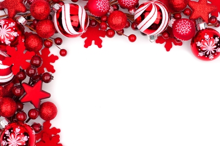 Weihnachtsdoppelbord Von Roten Verzierungen Lokalisiert Auf Einem Weissen Hintergrund Lizenzfreie Fotos Bilder Und Stock Fotografie Image 88361546