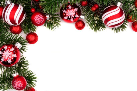 Weihnachtsgrenze Von Roten Und Weissen Kugeln Mit Den Niederlassungen Lokalisiert Auf Einem Weissen Hintergrund Lizenzfreie Fotos Bilder Und Stock Fotografie Image 88474720