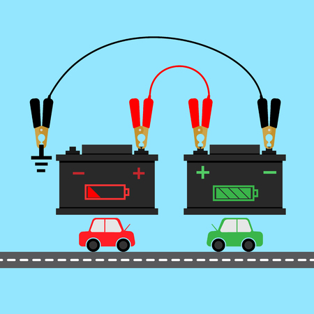 ジャンプ スタート バッテリー車のグラフィック デザイン のイラスト素材 ベクタ Image