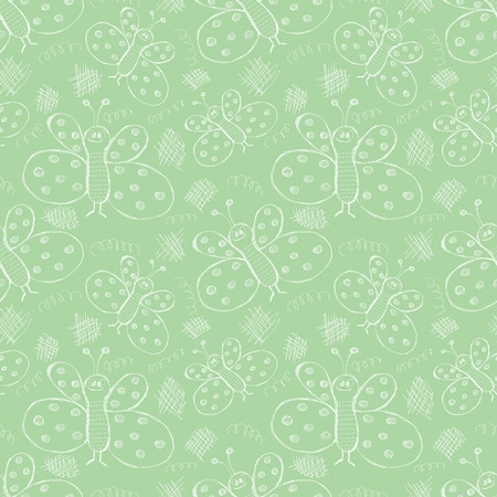 シームレス パターン かわいいの灰色の背景に手描きの猫と落書き 漫画 落書きスケッチおよびフリーハンドのシームレスなベクトル パターン シリーズ のイラスト素材 ベクタ Image