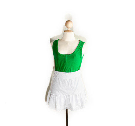 Close up Normale Oude Dame Groen Vest En Witte Korte Jurk Close up Normale Oude Dame Groen Vest En Witte Korte Jurk