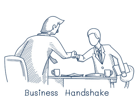 実業家 株式会社 契約 友達を作る 挨拶 会議のビジネス コンセプトの握手の実業家 手の描き方を説明します シンプルなデザイン のイラスト素材 ベクタ Image