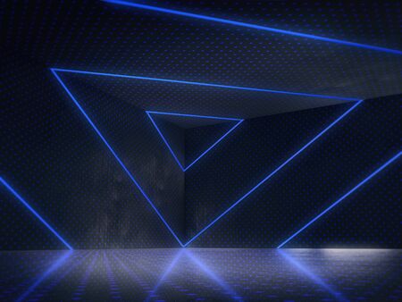 Salle vide avec une lueur lumineuse, rendu abstrait space.3d