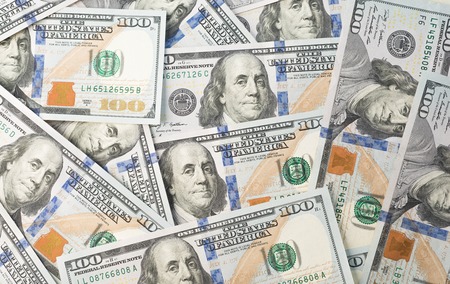 dolar: Heap of one hundred dollars as background