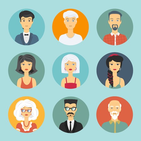 Avatar people circle icon for design profiles Stock Photo