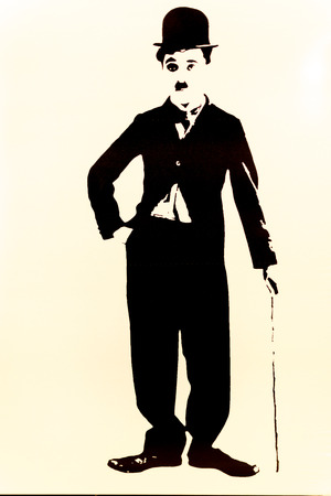 Simple silhouette of the film actor Charlie Chaplin Stock Photo